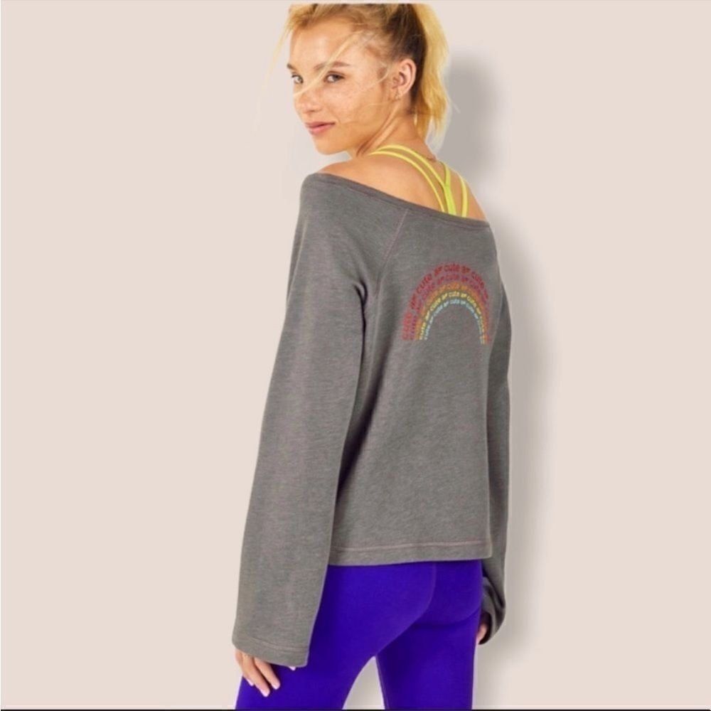 Fabletics Gray Isabel Terry Pullover Cute AF Sweatshirt Casual Athleisure